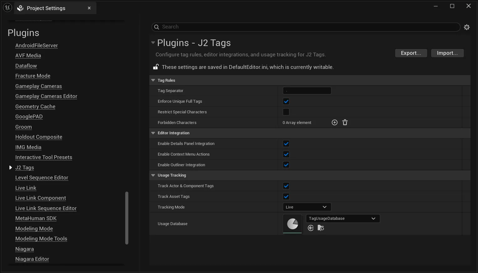 J2 Tags Pro plugin settings